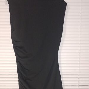 SHEIN Black Asymmetrical Ruched Midi Dress